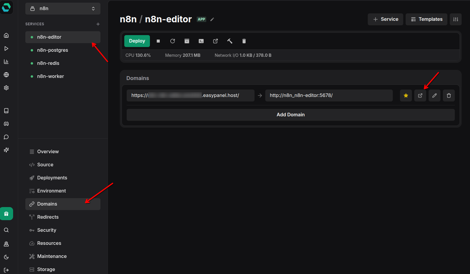 Visit n8n editor domain