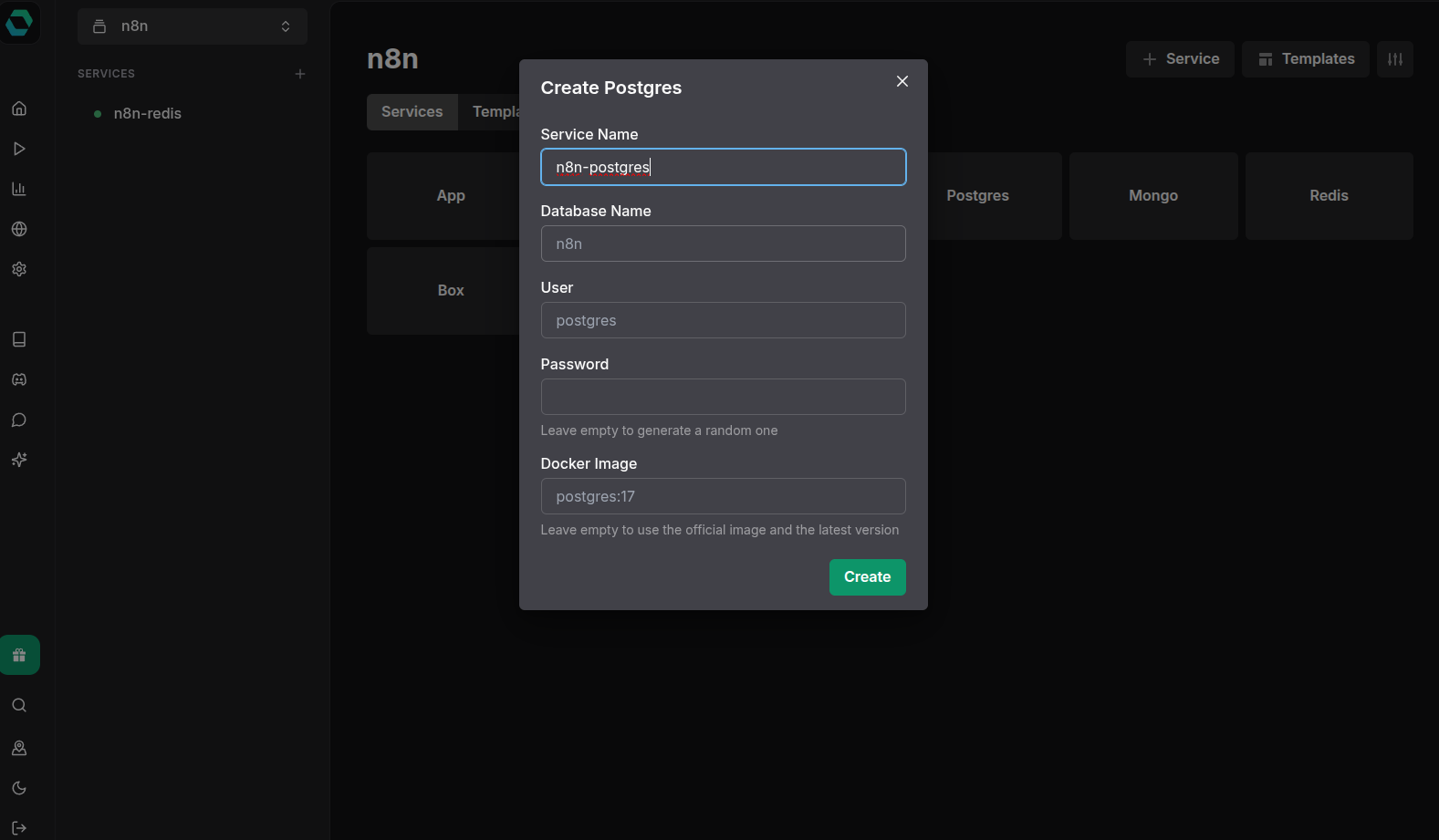 Name PostgreSQL service